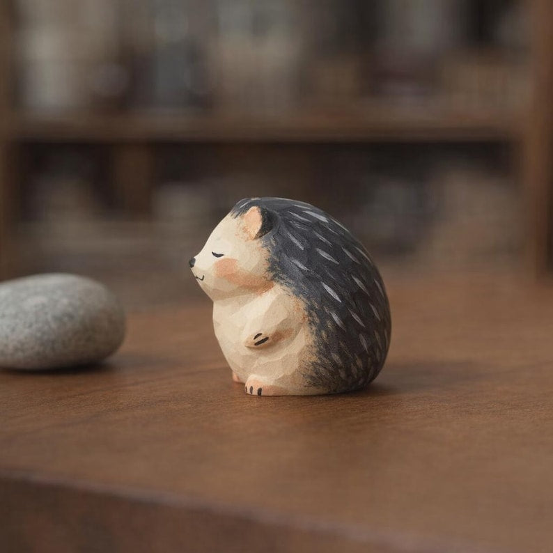 Miniatur Igel Figur Handgeschnitzt Resin Schreibtisch Dekoration Kawaii Ornament