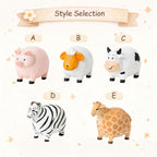 Handgeschnitzte hölzerne Bauernhof Tierfiguren Schwein Schaf Kuh Zebra Giraffe Dekor, 5,6 cm Länge, 7,9 cm Breite, 8,7 cm Höhe