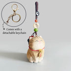 Handgeschnitzte große Katze aus Holz Schlüsselbund, handbemalte Figur, Taschenanhänger, Haustier Schlüsselbund, handgemachte Schmuckstücke