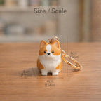 Hölzerne Corgis-Figur, handgeschnitztes Hundedekor, kleiner Schlüsselanhänger, Corgis-Geschenk