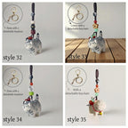 Handgefertigte hölzerne große Katze Schlüsselanhänger, Glücksbringer, Taschenanhänger, Auto-Schlüsselring, Handykette, handgemachter Schmuck für Katzenliebhaber