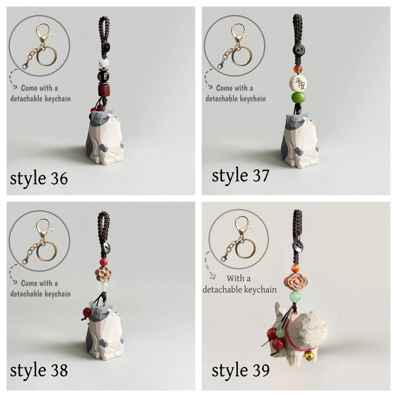 Handgefertigte hölzerne große Katze Schlüsselanhänger, Glücksbringer, Taschenanhänger, Auto-Schlüsselring, Handykette, handgemachter Schmuck für Katzenliebhaber