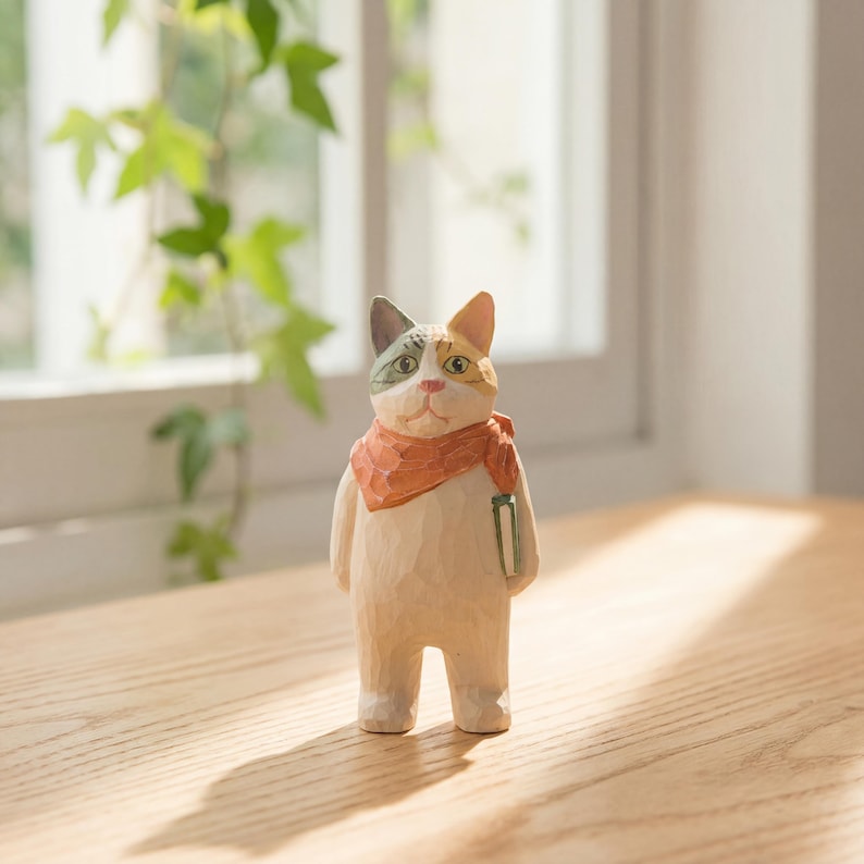 Handbemalte Holzskulptur Bücherwurm Katzenfigur, Leseratte Dekor, Lehrer Geschenk, Buchclub Geschenk, Abschlussfeier 2026