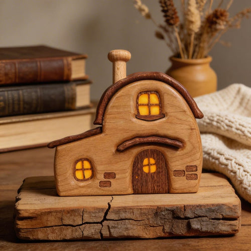 Feenhaus Dekor aus Holz, Cottage Haus Ornament, Regal Dekor, Märchenbuch Buch Nook Haus