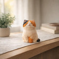 Handgefertigte Holzkatze Figurine, 5,5 cm, Skurril Tier Schreibtisch & Home Decor