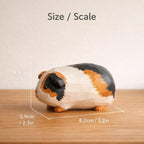 Handgefertigte Holzfigurine Meerschweinchen 8,2 cm - Tierdekoration für Schreibtisch, Regal