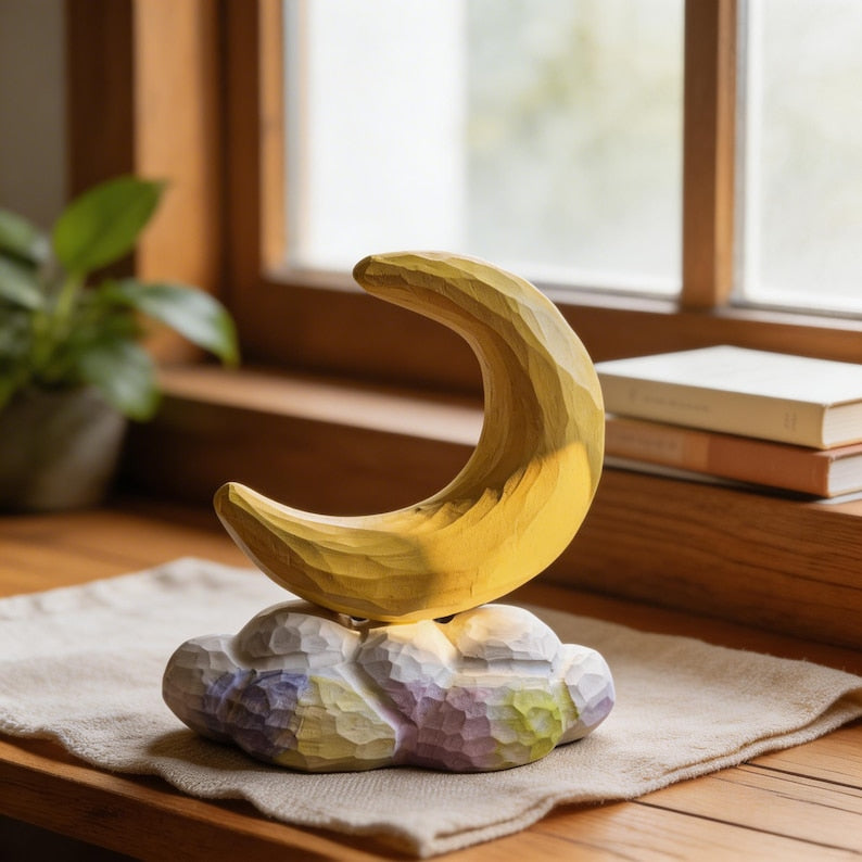 Holz Mond Deko Halbmond Regal Akzent himmlische Kinderzimmer Dekor handgemacht 15cm