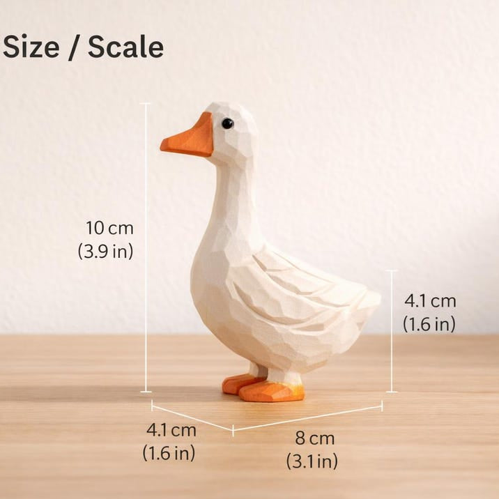 Handgefertigte Gans Figur aus Holz | Holzgans Dekoration für Schreibtisch und Regal | Geschenk für Vogelliebhaber