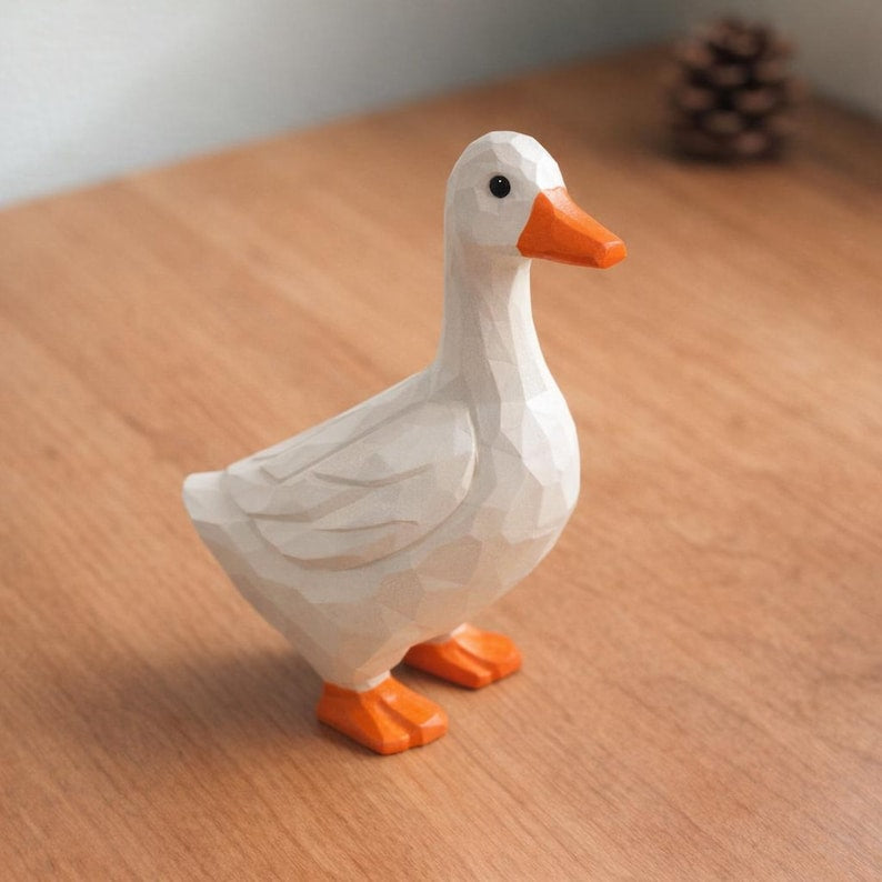 Handgefertigte Gans Figur aus Holz | Holzgans Dekoration für Schreibtisch und Regal | Geschenk für Vogelliebhaber