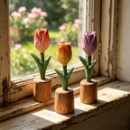 Handgeschnitzte Holztulpe, 16 cm, Schreibtischdeko, Abschlussgeschenk, für immer Blumen