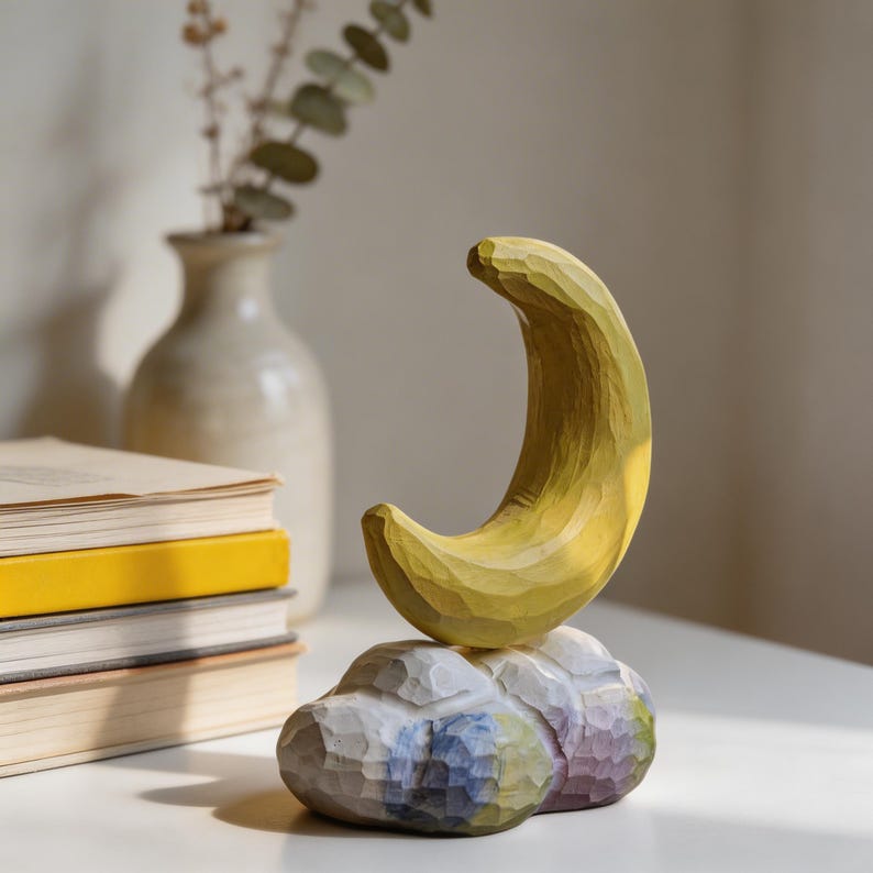 Holz Mond Deko Halbmond Regal Akzent himmlische Kinderzimmer Dekor handgemacht 15cm