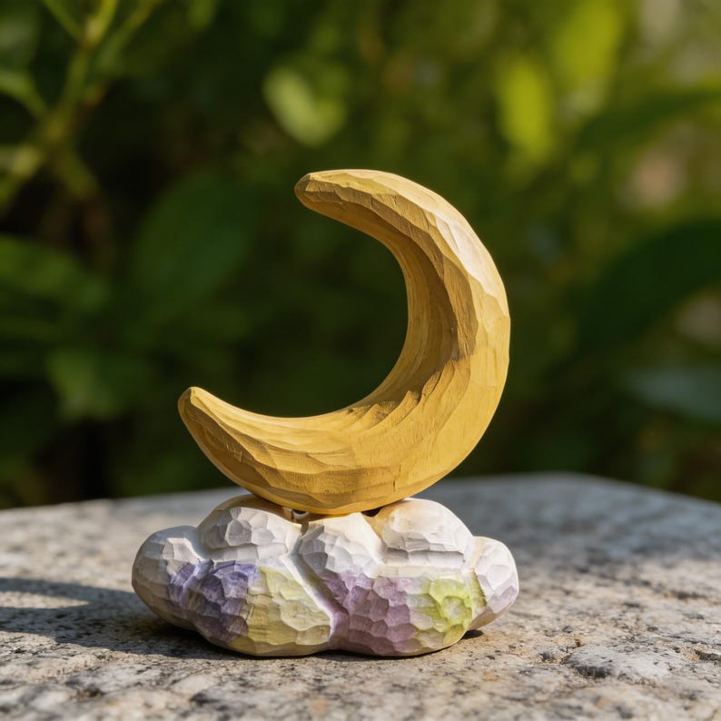 Holz Mond Deko Halbmond Regal Akzent himmlische Kinderzimmer Dekor handgemacht 15cm