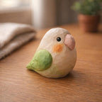 Handgefertigte Holzfigur Papagei 5 cm - Mini Holzvogel Deko für Schreibtisch Regal