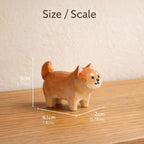 Handgefertigte Holzfigur Shiba Inu | Kleine Shiba Ornament aus Naturholz | Schreibtisch Regal Dekor