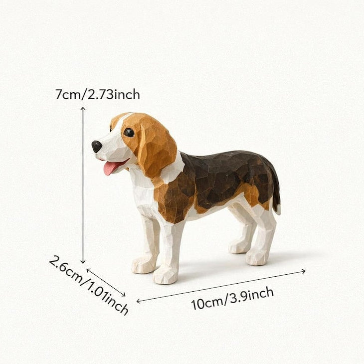 Handgefertigte Holzfigur Beagle | Hund aus Holz Ornament | Schreibtisch Dekor
