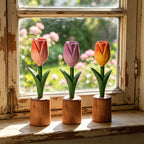 Handgeschnitzte Holztulpe, 16 cm, Schreibtischdeko, Abschlussgeschenk, für immer Blumen
