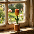 Handgeschnitzte Holztulpe, 16 cm, Schreibtischdeko, Abschlussgeschenk, für immer Blumen