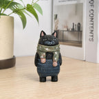 Handgeschnitzte hölzerne Katzenfigur Miniatur Schreibtischdekor
