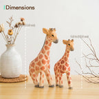 Handbemalte Holz Giraffe Mama und Kalb Geschenk-Set, 15 cm und 12,2 cm, natürliche Massivholz Figuren, Safari Dekoration