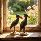 Handgeschnitzte hölzerne Vogelfiguren, tropische Wildtierskulptur, rustikale Walddekoration
