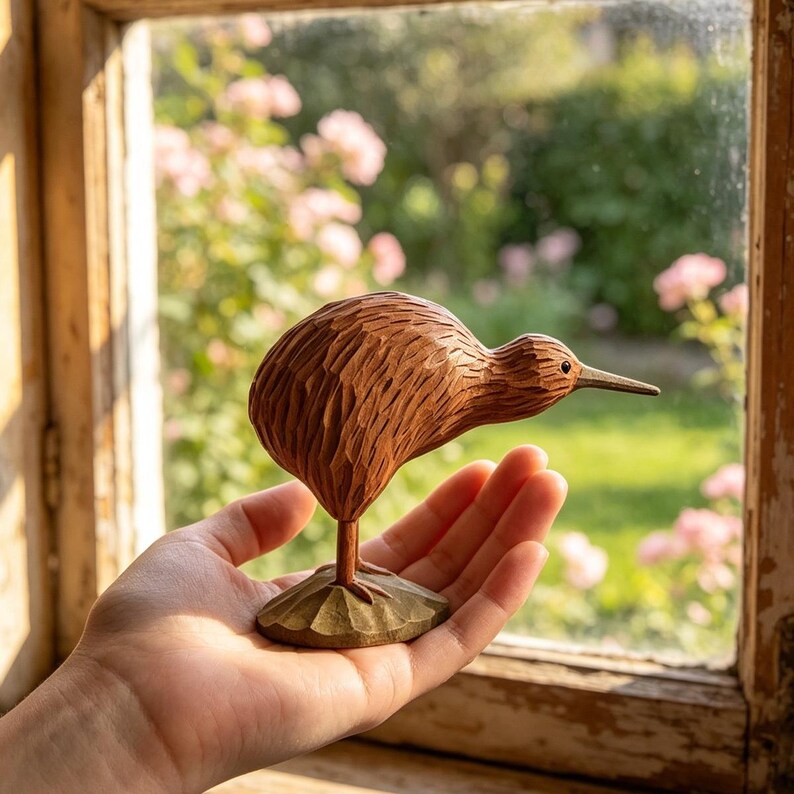 Handgeschnitzte hölzerne Vogelfiguren, tropische Wildtierskulptur, rustikale Walddekoration
