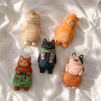 Handgeschnitzte hölzerne Katzenfigur Miniatur Schreibtischdekor