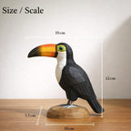 Handgefertigte Holzfigur Tukan – tropischer Schreibtisch-Dekor Akzent, 12 cm