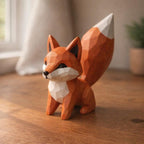 Handgefertigte Holzfigur Fuchs, 11 cm, Waldtier Dekor, Regal Dekor, Geschenk für Naturliebhaber